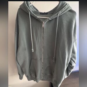 Brandy Melville Sage Green Fleece-Lined Hoodie